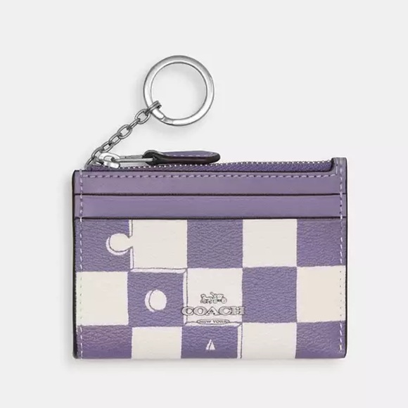 Coach Mini Skinny Id Case With Checkerboard Print 💜🤍 - Picture 1 of 5